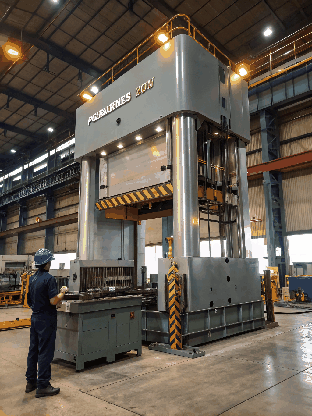 High-pressure water blasting industrial steel machinery